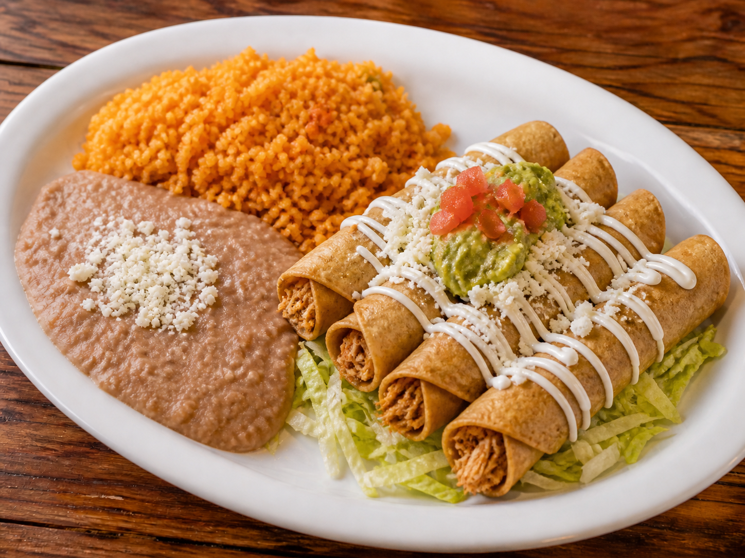 Chicken flautas plate